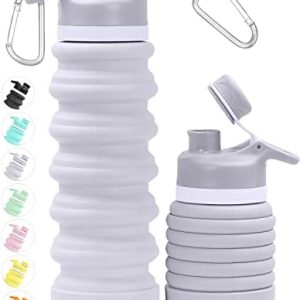 Nefeeko Collapsible Water Bottle, 26oz Silicone Foldable Water Bottles Leakproof BPA Free Travel Water Bottles with Carabiner, Portable Sport Water Bottles for Camping,Hiking Outdoor Indoor Sport